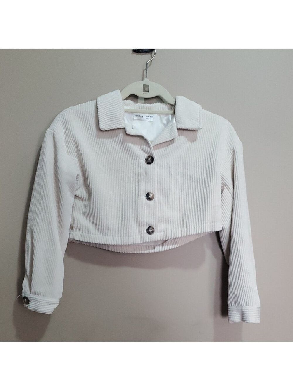 Shein Cream Cropped Corduroy Jacket Size 10 Youth